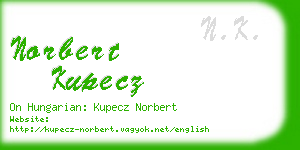 norbert kupecz business card